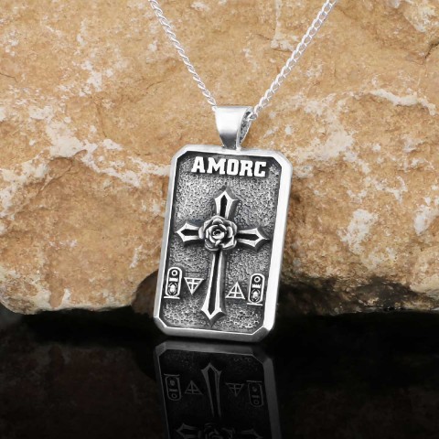 Mason Charm Necklace, Rosicrucian Order Jewelry, Freemason Pendant