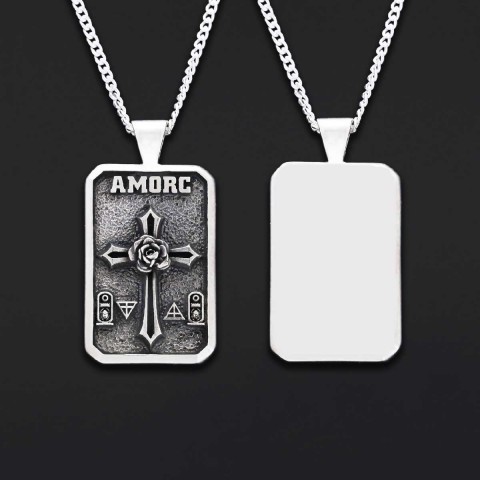 Mason Charm Necklace, Rosicrucian Order Jewelry, Freemason Pendant