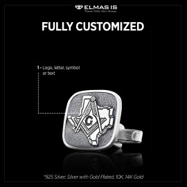 Masonic Country Map Sterling Silver Texas Masonic Cufflink