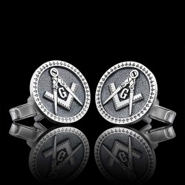 Special Design Round Masonic Sterling Silver Lodge Cufflink