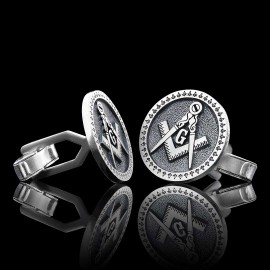 Special Design Round Masonic Sterling Silver Lodge Cufflink