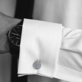Sigillum Militum Xpiszi Round Silver Masonic Cufflink