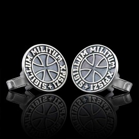 Sigillum Militum Xpiszi Round Silver Masonic Cufflink
