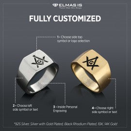 Masonic Lodge With G Ring, Masonic Rings, Freemason Ring, Master Mason Rings, Free Mason Ring
