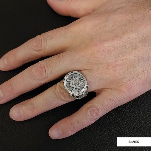 Masonic Ring, Antique Mason Ring, Elegant Mason Ring, Silver Jewelry Gift