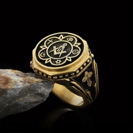 Round Special Design Handmade Silver Men Masonic Ring