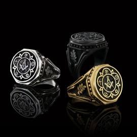 Round Special Design Handmade Silver Men Masonic Ring