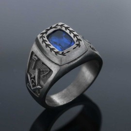 Acacia with Stone Masonic Ring, Master Mason Ring