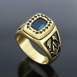 Acacia with Stone Masonic Ring, Master Mason Ring