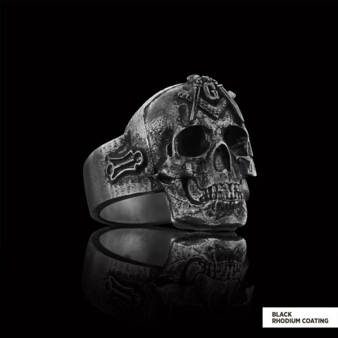 Masonic Skulle Ring, Mason Ring, Ancient Lodge Mason Ring