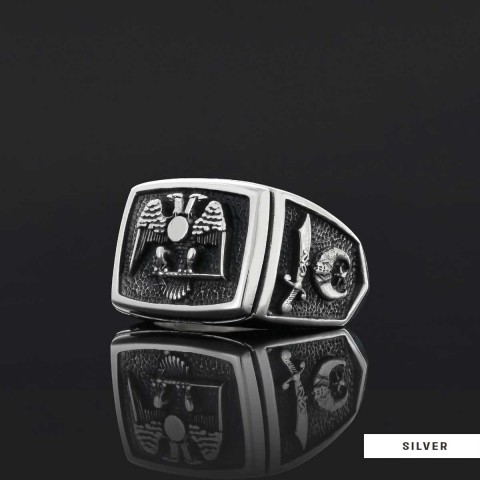 Master Mason Handmade Sterling Silver Men Signet Ring, Freemason Symbol Signet Ring