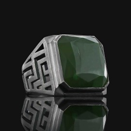 Unique Design Men Gemstone Silver Ring