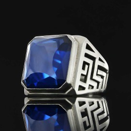 Unique Design Men Gemstone Silver Ring