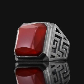 Unique Design Men Gemstone Silver Ring