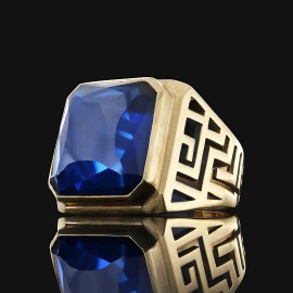Unique Design Men Gemstone Silver Ring