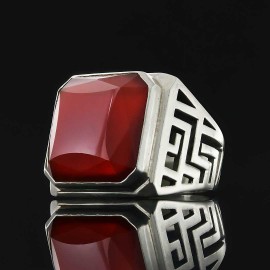Unique Design Men Gemstone Silver Ring
