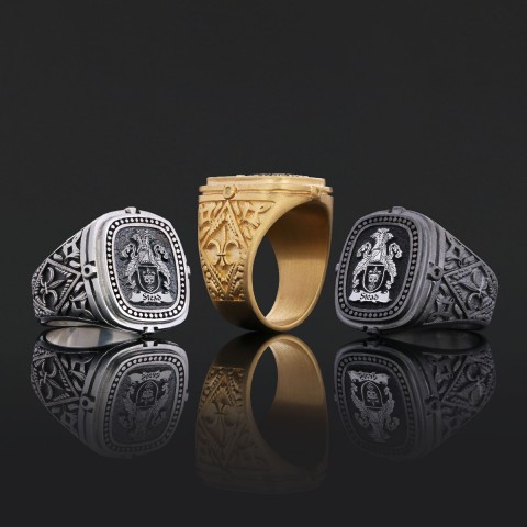 Heritage Family Crest Ring, Heraldic Family Crest Ring