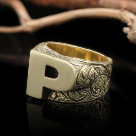 Monogram P Alphabet Ring