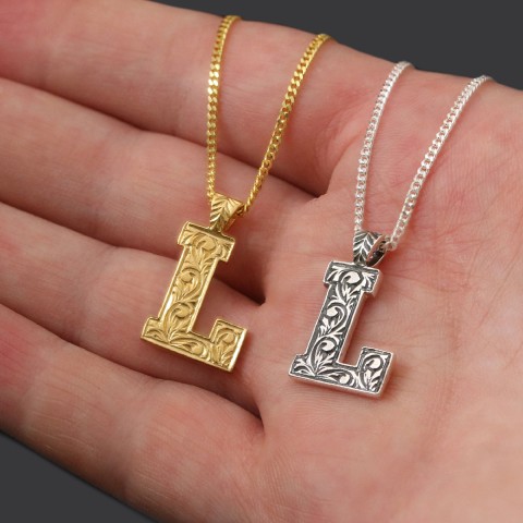 Monogram Special Design 925 Sterling Silver Letter L Necklace
