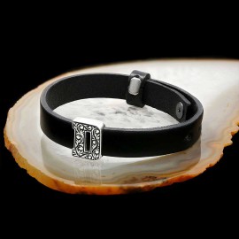Motif Alphabet Letter D 925 Sterling Silver Bracelet