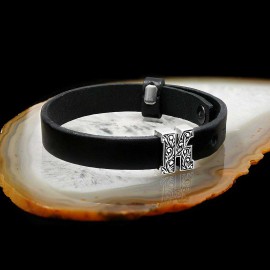 Motif Letter K Leather Bracelet