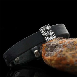 Motif Letter S Leather Bracelet