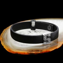 Motif Letter S Leather Bracelet