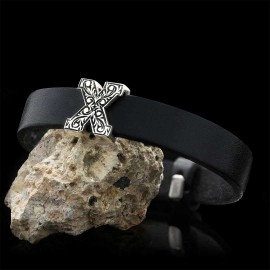 Motif Letter X Leather Bracelet