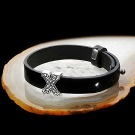 Motif Letter X Leather Bracelet