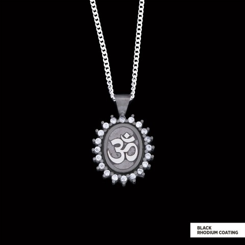 Om Necklace, Aum Necklace, Spiritual Jewelry, Om Necklace, Yoga-inspired Om Charm, Elegant Om Necklace, Stoned Aum Pendant