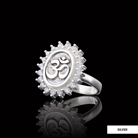 Om Ring, Aum Ring, Spiritual Jewelry, Yoga-inspired Om Charm, Elegant Om Ring, Stoned Aum Ring