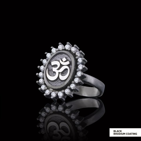 Om Ring, Aum Ring, Spiritual Jewelry, Yoga-inspired Om Charm, Elegant Om Ring, Stoned Aum Ring