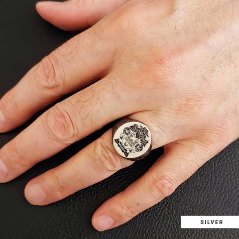 Oval Celtic Design Engraved Family Ring, Custom Design Handmade Family Crest Ring