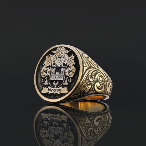 Oval Celtic Design Raised Family Ring, Custom Family Crest Ring