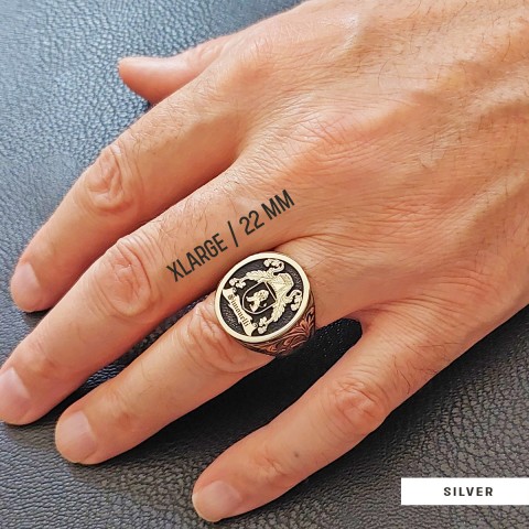Oval Celtic Design Raised Family Ring, Custom Family Crest Ring