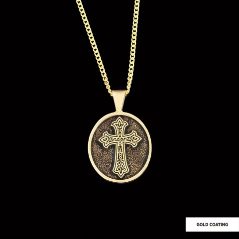 Oval Christian Cross Pendant, Special Design Cross Necklace, Cross Silver Oval Necklace