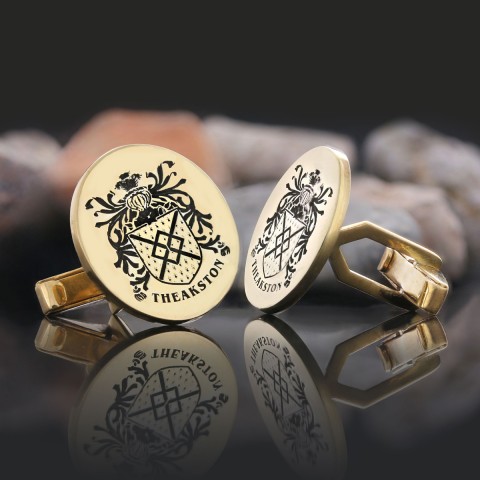 Personalized Oval Engraved Crest Cufflinks with Raised Family Emblem