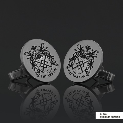 Personalized Oval Engraved Crest Cufflinks with Raised Family Emblem