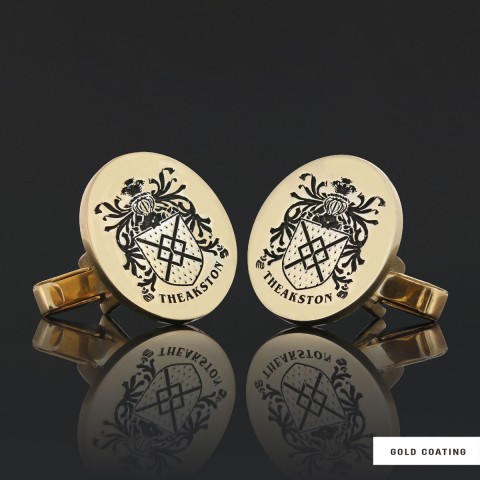 Oval Engraved Family Crest Cufflink