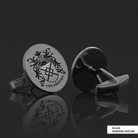 Personalized Oval Engraved Crest Cufflinks with Raised Family Emblem