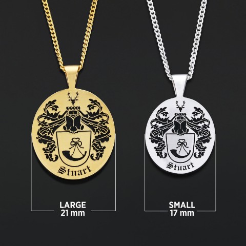 Oval Engraved Family Crest Pendant, Custom Oval Crest Pendant