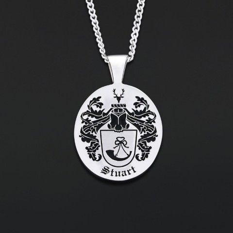 Oval Engraved Family Crest Pendant, Custom Oval Crest Pendant