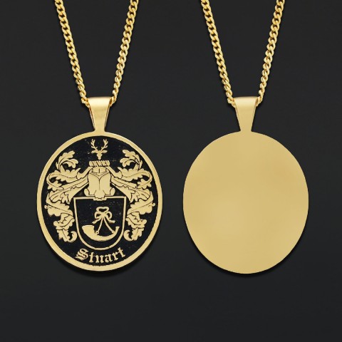 Oval Raised Family Crest Pendant, Personalized Oval Crest Necklace, Oval Coat of Arms Pendant