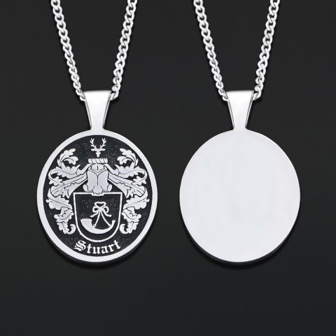 Oval Raised Family Crest Pendant, Personalized Oval Crest Necklace, Oval Coat of Arms Pendant