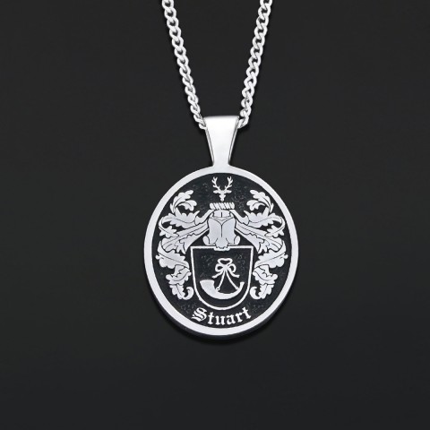 Oval Raised Family Crest Pendant, Personalized Oval Crest Necklace, Oval Coat of Arms Pendant