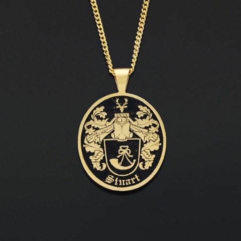 Oval Raised Family Crest Pendant, Personalized Oval Crest Necklace, Oval Coat of Arms Pendant