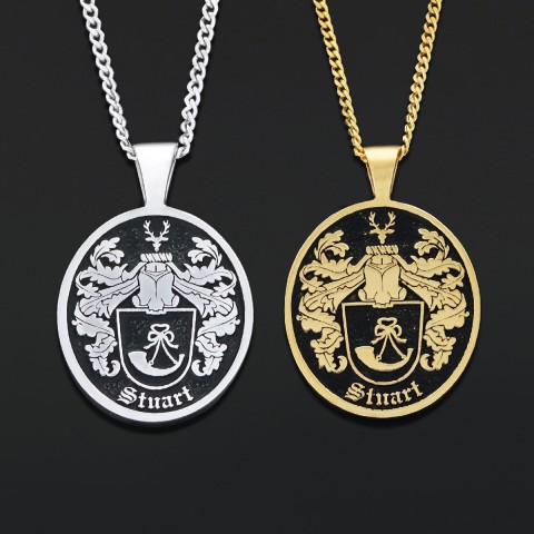 Oval Raised Family Crest Pendant, Personalized Oval Crest Necklace, Oval Coat of Arms Pendant