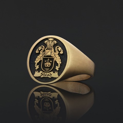 Oval Raised Family Crest Ring, Custom Raised Family Crest Ring