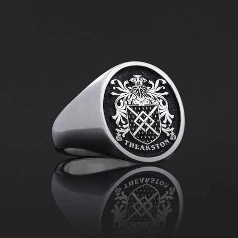 Oval Raised Family Crest Ring, Custom Raised Family Crest Ring