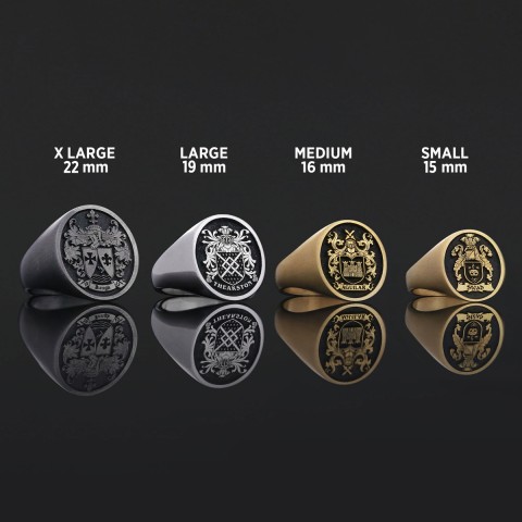 Oval Raised Family Crest Ring, Custom Raised Family Crest Ring